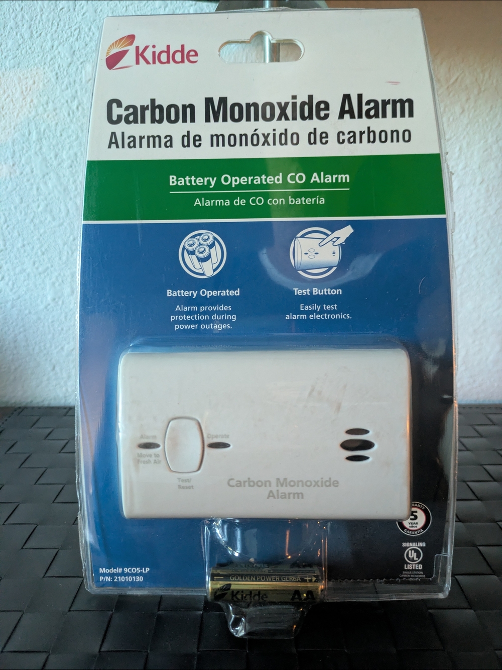 Kidde White Carbon Monoxide Alarm - Battery Operated (Batteries Included)